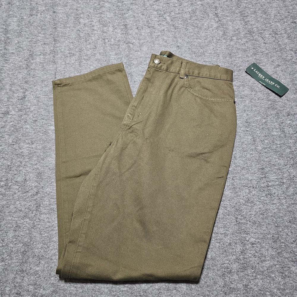 Lauren Ralph Lauren Olive Green High Waist Straight Leg Pants Size 10 NWT - Picture 9 of 9